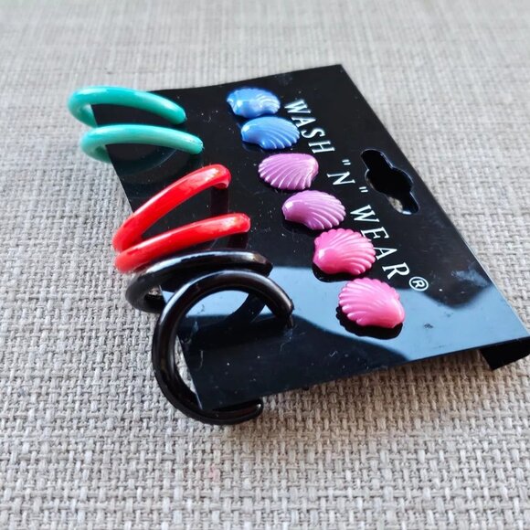 Wash N Wear Women Earrings Plastic Fashion Jewelry Multi Color Set of 6 NWT - Picture 7 of 10